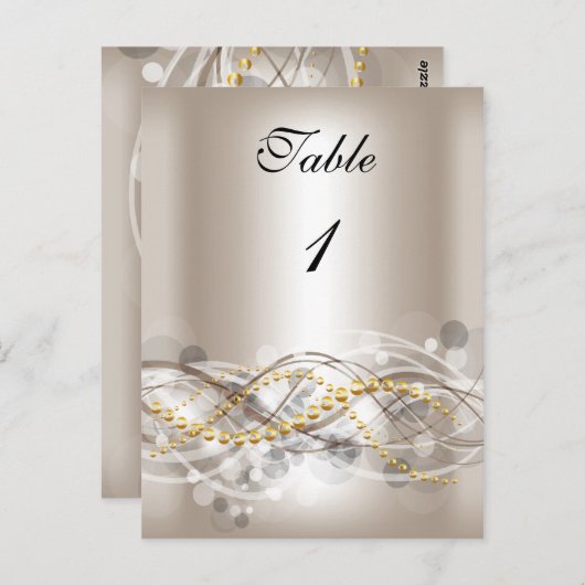 テーブル番号カードクリームホワイト金ゴールド ポストカード (正面/裏面)
