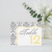 テーブル番号カードグレーイエローダマスクレースプリント ポストカード (スタンド正面)