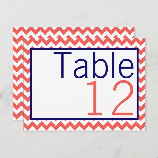 テーブル番号カードコーラルネイビーブルーシェブロン名 ポストカード (正面/裏面)