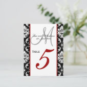 テーブル番号カードダマスクレッド ポストカード (スタンド正面)