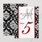 テーブル番号カードダマスクレッド ポストカード (正面/裏面)