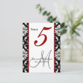 テーブル番号カードダマスクレッド ポストカード (スタンド正面)