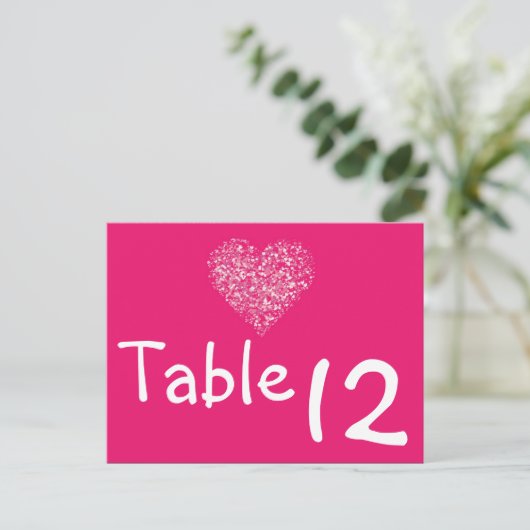 テーブル番号カードピンクフローラ花びら花バラ ポストカード (スタンド正面)