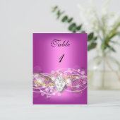 テーブル番号カードピンク金ゴールドダイヤモンドジュエル ポストカード (スタンド正面)