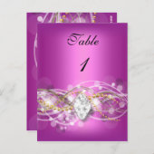 テーブル番号カードピンク金ゴールドダイヤモンドジュエル ポストカード (正面/裏面)