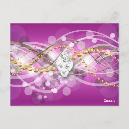 テーブル番号カードピンク金ゴールドダイヤモンドジュエル ポストカード (裏面)