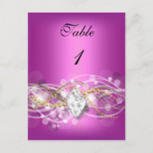 テーブル番号カードピンク金ゴールドダイヤモンドジュエル ポストカード (正面)