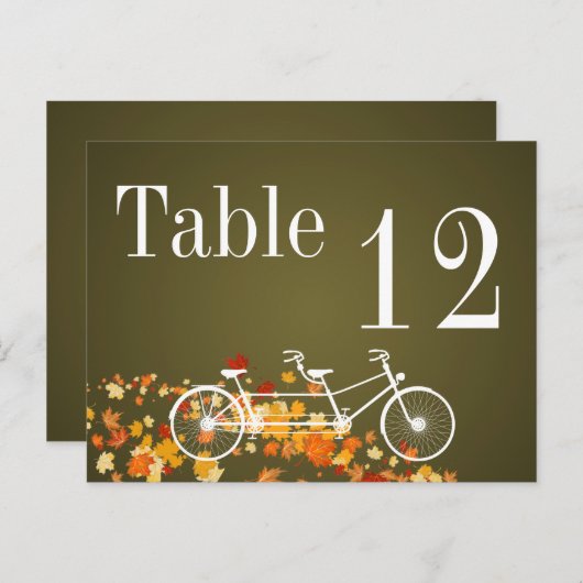 テーブル番号カードブラウンお洒落秋ダブルバイク ポストカード (正面/裏面)