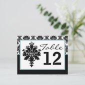テーブル番号カードブラックダマスクレースプリント ポストカード (スタンド正面)