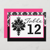 テーブル番号カードブラックホットピンクダマスクレースプリント ポストカード (正面/裏面)