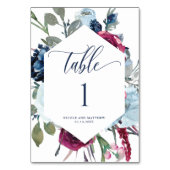 テーブル番号カードベリー、ブルー、ブルゴーニュフローラ テーブルナンバー (裏面)