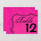 テーブル番号カードホットピンクブラックダマスクレースプリント ポストカード (正面/裏面)