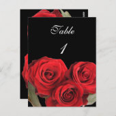 テーブル番号カードレッドローズブラック ポストカード (正面/裏面)