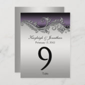 テーブル番号カードヴィンテージ紫ブラックシルバー ポストカード (正面/裏面)