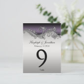 テーブル番号カードヴィンテージ紫ブラックシルバー ポストカード (スタンド正面)