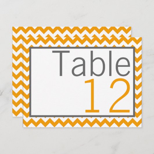テーブル番号カード黄色グレーシェブロン名 ポストカード (正面/裏面)