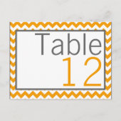 テーブル番号カード黄色グレーシェブロン名 ポストカード (正面)