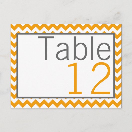 テーブル番号カード黄色グレーシェブロン名 ポストカード (正面)