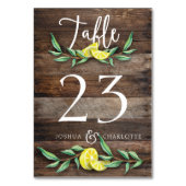 テーブル番号カード | ウ素朴ッド結婚レモン テーブルナンバー (裏面)