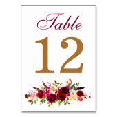 テーブル番号カード – Burgundy花模様 テーブルナンバー (裏面)