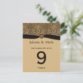 テーブル番号カードLeopard Print フェイク Ribbon Jewel ポストカード (スタンド正面)