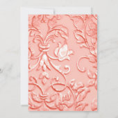 テーブル番号コーラルピンクダマスク任意の色 招待状 (裏面)