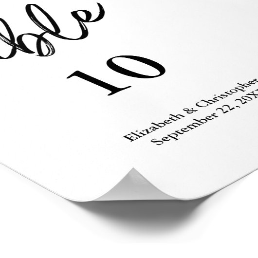 テーブル番号シンボルや象徴白黒ミニマル結婚リスト ポスター (角)