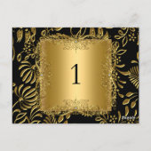 テーブル番号シーティング座席表ダマスク金ゴールド ポストカード (裏面)