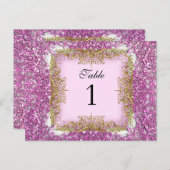 テーブル番号シーティング座席表ピンク金ゴールド ポストカード (正面/裏面)