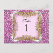 テーブル番号シーティング座席表ピンク金ゴールド ポストカード (正面)