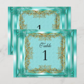 テーブル番号シーティング座席表金ゴールドティール（緑がかった色） ポストカード (正面/裏面)