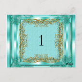 テーブル番号シーティング座席表金ゴールドティール（緑がかった色） ポストカード (裏面)