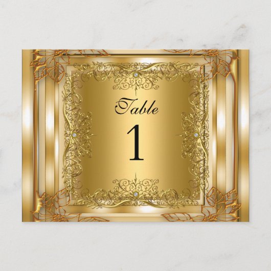テーブル番号シーティング座席表金ゴールド ポストカード (正面)