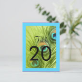 テーブル番号ターコイズブルーとライム孔雀 ポストカード (スタンド正面)