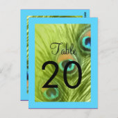 テーブル番号ターコイズブルーとライム孔雀 ポストカード (正面/裏面)
