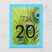 テーブル番号ターコイズブルーとライム孔雀 ポストカード (正面)