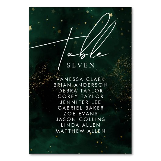 テーブル番号ダークウォーターカラーグリーンマジカルゴールデン テーブルナンバー (正面)