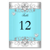 テーブル番号ティール（緑がかった色）ブルー結婚のシルバーダイヤモンド2 テーブルナンバー (裏面)