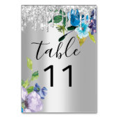 テーブル番号ドリップスシルバーネイビーグリッター結婚ズ テーブルナンバー (裏面)