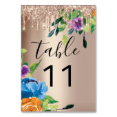 テーブル番号ドリップス花模様ネイビーバラ結婚ズ テーブルナンバー (正面)