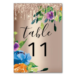 テーブル番号ドリップス花模様ネイビーバラ結婚ズ テーブルナンバー