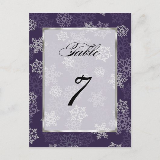 テーブル番号ナス白い雪片 ポストカード (正面)