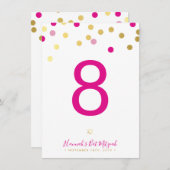 テーブル番号バルミツワーグラム紙吹雪金ゴールドピンク 招待状 (正面/裏面)