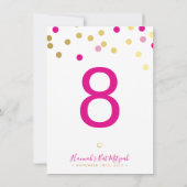 テーブル番号バルミツワーグラム紙吹雪金ゴールドピンク 招待状 (裏面)