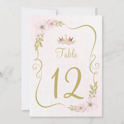 テーブル番号ピンクプリンセス 招待状 (正面)