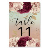 テーブル番号ピンク花模様バラ金ゴールドマルサラブルー テーブルナンバー (裏面)