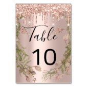 テーブル番号ブラックドリップスパークバラ花模様 テーブルナンバー (正面)