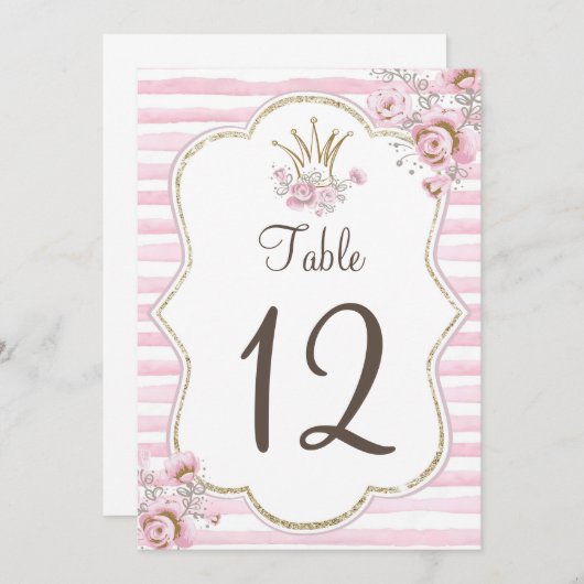 テーブル番号プリンセスフローラピンク金ゴールド 招待状 (正面/裏面)