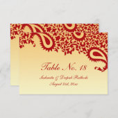 テーブル番号ペイズリー結婚式フラットカード 招待状 (正面/裏面)