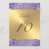 テーブル番号ラベエレガントンダーパープル金ゴールド 招待状 (裏面)